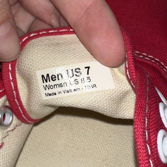 Vans Red Canvas Slip-On Shoes Mens Size 7 No Laces TB4R - Picture 6 of 7